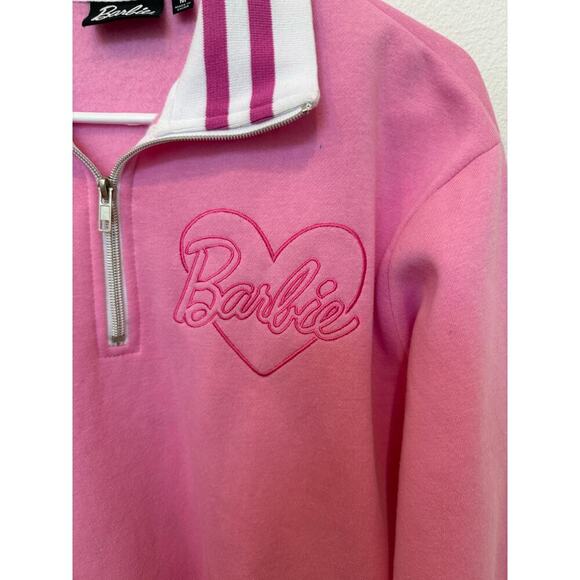 Barbie 1/4 Zip Sweatshirt Pink Medium - Picture 3 of 7